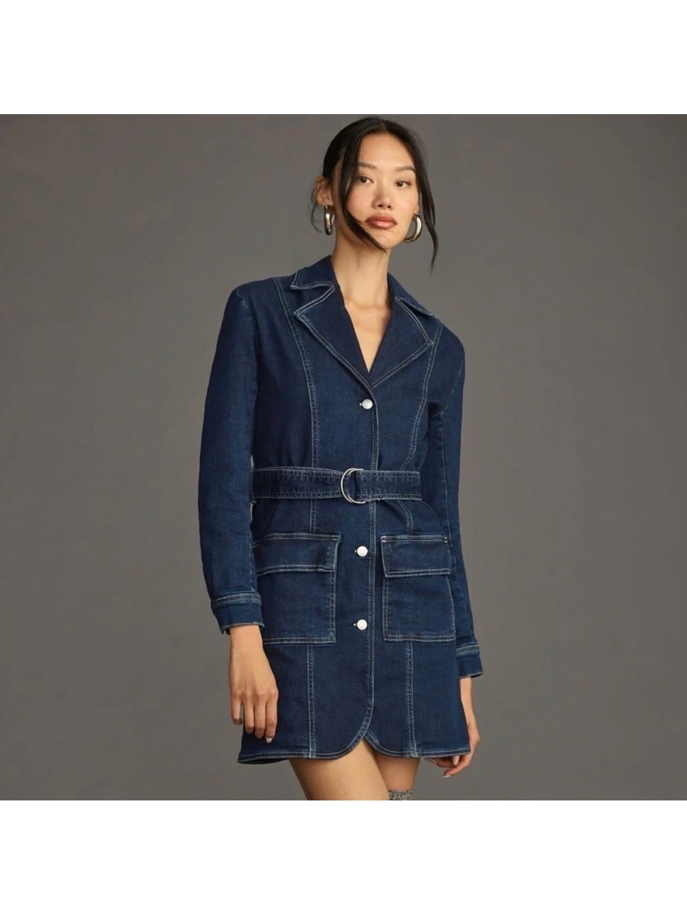 Anthropologie Pilcro Belted Denim Blazer Dress.